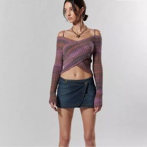 Silence + Noise Urban Outfitters Delaney Off The Shoulder Cropped Sweater